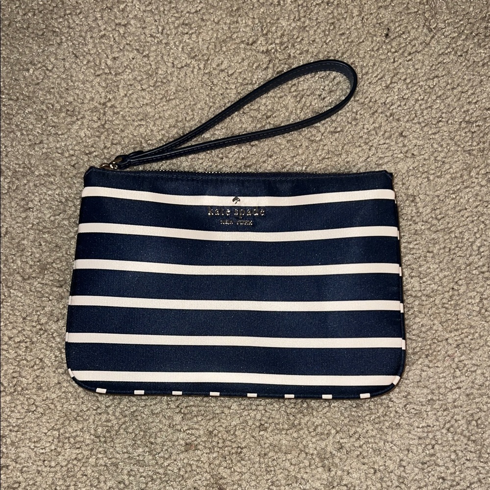 Kate Spade Striped Navy and White Wristlet